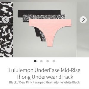 Lululemon UnderEase Mid-Rise Thong Underwear 3 Pack BNWT